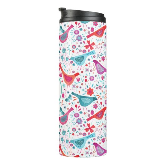 Monogram Bird Waterverf Thermosbeker (Geroteerd rechts)