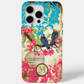 Monogram Birdcage Bird Damask Case-Mate iPhone Case (Achterkant)