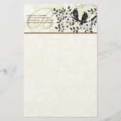 Monogram Birds Daisy Branch Stationery Briefpapier (Voorkant)