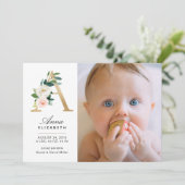 Monogram Birth kondiging Aankondiging (Staand voorkant)