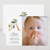 Monogram Birth kondiging Aankondiging (Voorkant / Achterkant)