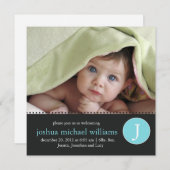 Monogram Birth kondiging Kaart (Voorkant / Achterkant)