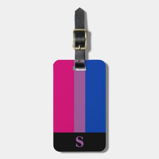 Monogram Biseksuele Pride Vlag Bagagelabel (Voorkant verticaal)