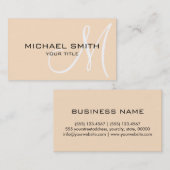 Monogram Bisque kleur achtergrond Visitekaartje (Voorkant / Achterkant)