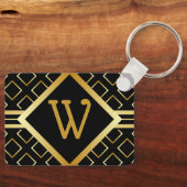 Monogram BLACK and FAUX Gold with INITIAL Only Sleutelhanger (Voorkant)