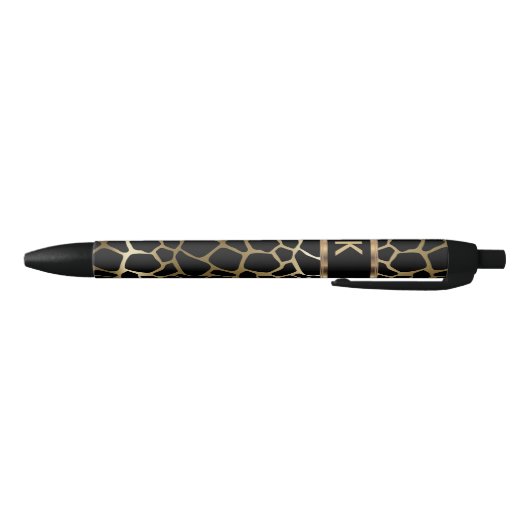 Monogram Black and Gold Giraffe Pattern Zwarte Inkt Pen (Bodem)