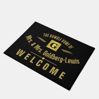 Monogram Black and Gold Welcome Deurmat