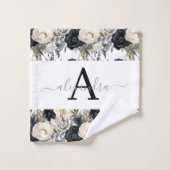 Monogram Black and White Modern Towel Set Bad Handdoek (Wasdoekje)
