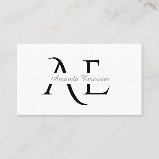 Monogram Black And White Simple Qr Code Visitekaartje (Voorkant)