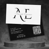 Monogram Black And White Simple Qr Code Visitekaartje