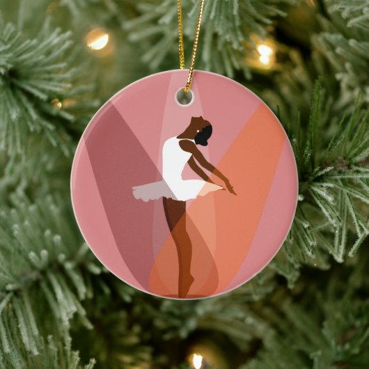 Monogram Black Ballerina Afrikaanse Amerikaanse da Keramisch Ornament (Boom)