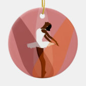 Monogram Black Ballerina Afrikaanse Amerikaanse da Keramisch Ornament (Voorkant)