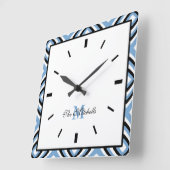 Monogram Black Blue White Modern Square Wall klok (Hoek)