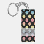 Monogram Black Blue Yellow Pink Pok Pattern Sleutelhanger (Voorkant Links)