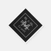 Monogram Black Bride Groom Date Weddenschap Paper Servet (Hoek)