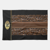 Monogram Black, Brown and Gold Jaguar Animal Print Theedoek (Horizontaal)