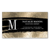 Monogram Black Brushed | Goud Folie Magnetisch Visitekaartje (Voorkant)