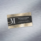 Monogram Black Brushed | Goud Folie Magnetisch Visitekaartje (Voorbeeld)