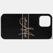 Monogram Black Burlap Linen Rustic Jute Case-Mate iPhone Case (Achterkant (horizontaal))