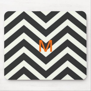 Monogram Black Chevron MousePad Muismat