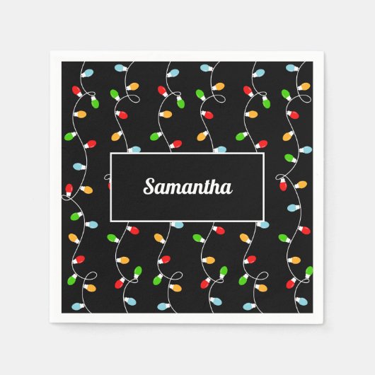 Monogram Black Christmas Lights Servet (Voorkant)