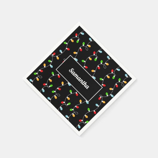 Monogram Black Christmas Lights Servet (Hoek)