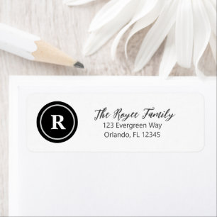 Monogram Black Circle Logo Art Adreslabel Etiket