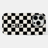 Monogram Black Cream Checkered Pattern Case-Mate iPhone Case (Achterkant (horizontaal))