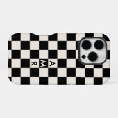Monogram Black Cream Checkered Pattern iPhone Hoesje (Achterkant horizontaal)