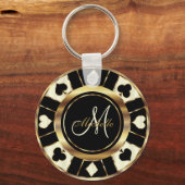 Monogram Black, Cream Ivory en Gold Las Vegas Sleutelhanger (Voorkant)