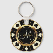 Monogram Black, Cream Ivory en Gold Las Vegas Sleutelhanger (Achterkant)