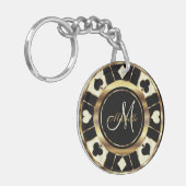 Monogram Black, Cream Ivory en Gold Las Vegas Sleutelhanger (Voorkant Links)
