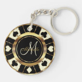 Monogram Black, Cream Ivory en Gold Las Vegas Sleutelhanger (Achterkant)