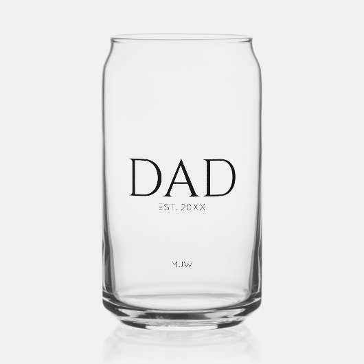 Monogram Black Dad Typografie Blikvorm Glas (Voorkant)