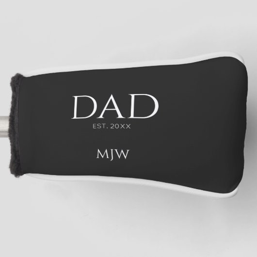 Monogram Black Dad Typografie Golf Head Hoesje Golfheadcover (Voorkant)