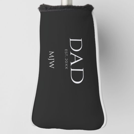Monogram Black Dad Typografie Golf Head Hoesje Golfheadcover (Draai 90)