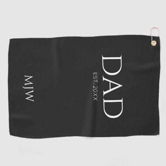 Monogram Black Dad Typografie Golfhanddoek (Horizontaal)