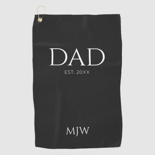 Monogram Black Dad Typografie Golfhanddoek (Voorkant)