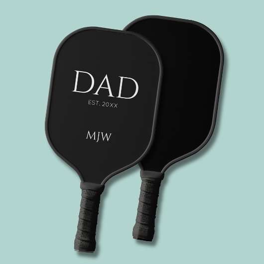 Monogram Black Dad Typografie Pickleball Paddle