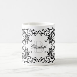 Monogram Black Damask Koffiemok