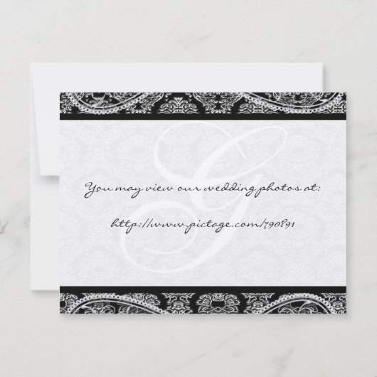 Monogram Black Damask Paisley Wedding Bedankt (Achterkant)
