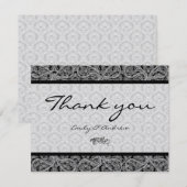 Monogram Black Damask Paisley Wedding Bedankt (Voorkant / Achterkant)