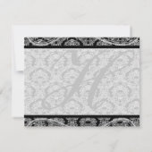 Monogram Black Damask Paisley Wedding Bedankt (Achterkant)