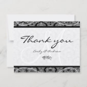 Monogram Black Damask Paisley Wedding Bedankt (Voorkant)