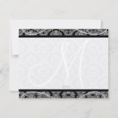 Monogram Black Damask Paisley Wedding Bedankt (Achterkant)