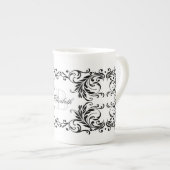 Monogram Black Damask Porselein Kop (Voorkant rechts)