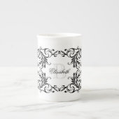 Monogram Black Damask Porselein Kop (Voorkant)