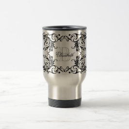 Monogram Black Damask Reisbeker