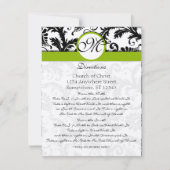 Monogram Black Damask Swirl Wedding Direction Card Kaart (Voorkant)