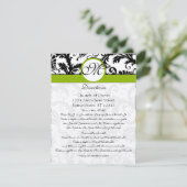 Monogram Black Damask Swirl Wedding Direction Card Kaart (Staand voorkant)